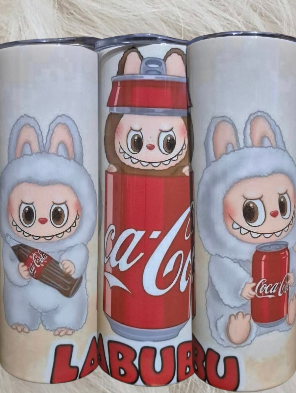 Coca-Cola Labubu Wrap Tumbler - Red, White & Cream
